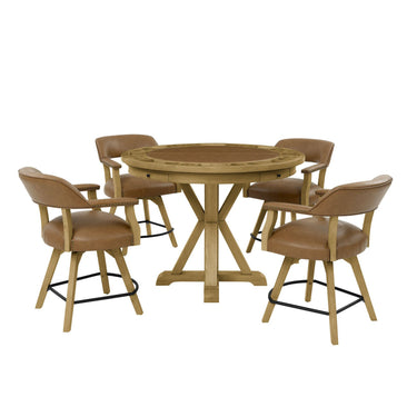 Poker Dining Table Rider, Round, 6-person, 48'', Brown